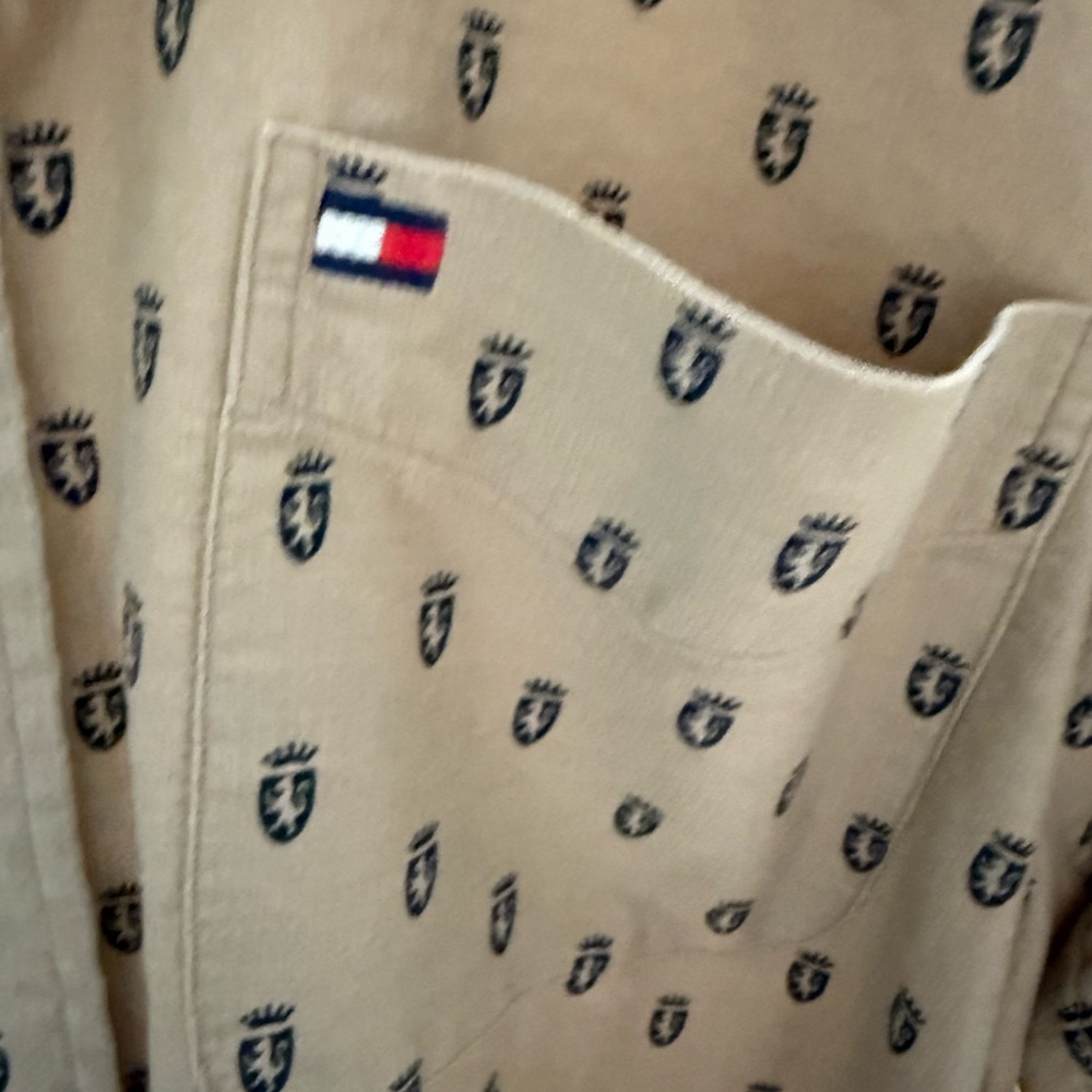 Tommy Hilfiger Tan Casual Button Down Shirt with Polka Dot Pattern - Picture 2 of 5